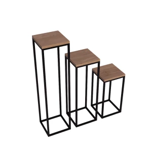 Kwietniki loft 3 sztuki 100, 75, 50 cm, metal drewno industrial