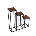 Kwietniki loft 3 sztuki 100, 75, 50 cm, metal drewno industrial