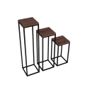 Kwietniki loft 3 sztuki 100, 75, 50 cm, metal drewno industrial