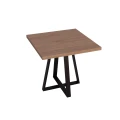 Stolik restauracyjny 80x80x75 cm z metalową nogą typu pająk i drewnianym blatem