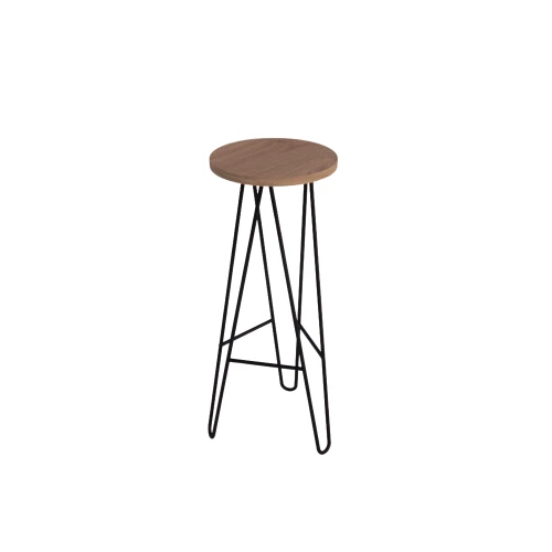 Hoker harpin z drewnianym siedziskiem, dąb, jesion, loft, krzesło, metal