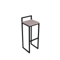 Hoker loftowy z oparciem 75 cm – metalowa rama, siedzisko z drewna