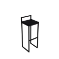 Hoker loftowy z oparciem 75 cm – metalowa rama, siedzisko z drewna