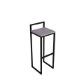 Hoker loftowy z oparciem 75 cm – metalowa rama, siedzisko z drewna