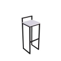 Hoker loftowy z oparciem 75 cm – metalowa rama, siedzisko z drewna