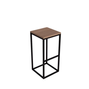 Hoker loftowy CUBE z podnóżkiem, drewno i metal