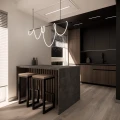 Hoker  loft z masywnych profili z podnóżkiem, drewniane siedzisko