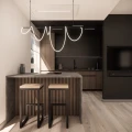 Hoker  loft z masywnych profili z podnóżkiem, drewniane siedzisko