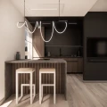 Hoker  loft z masywnych profili z podnóżkiem, drewniane siedzisko