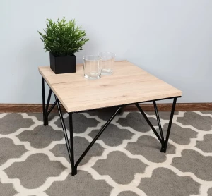 Stolik kawowy loft hairpin, blat odcień drewna