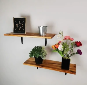 Półki 2 sztuki drewno i metal, retro, recykling, odrestaurowane, vintage, loft