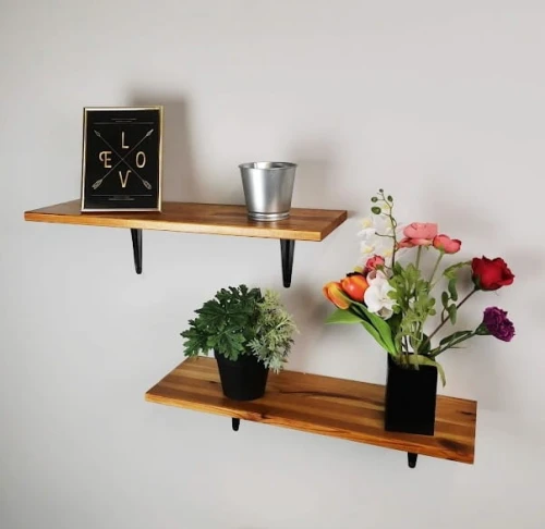 Półki 2 sztuki drewno i metal, retro, recykling, odrestaurowane, vintage, loft