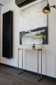 Konsola złota, metalowa z orzechem włoskim - drewnem 70x20x77 cm loft